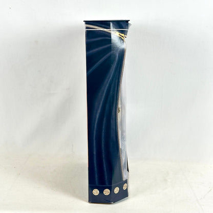 Black box with gold accents on a white background