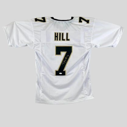 White sports jersey with 'HILL' and number '7' on a gray background