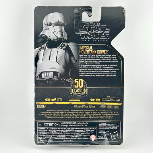 Star Wars Imperial Hovertank Driver action figure packaging, featuring a black & white illustration of the helmeted soldier.