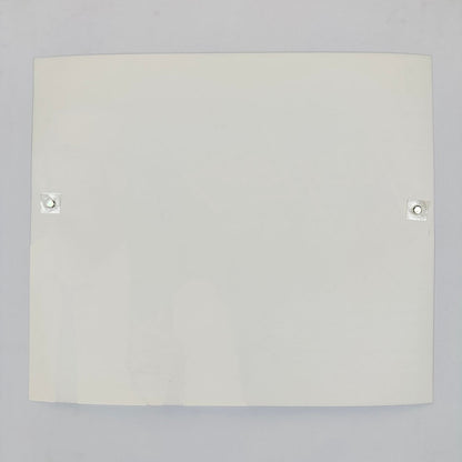 Backside of white poster against white background. 
