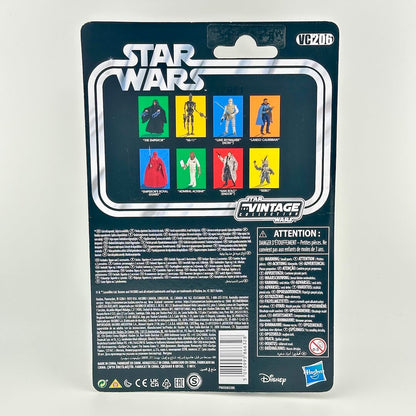 Back of Star Wars action figure packaging featuring product details and images of other available figures. 
