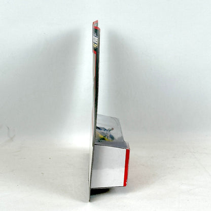 Side view of toy vehicles in packaging against white background. 