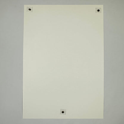 Backside of white poster to show no signs of damage or age, clean edges, crisp corners, no ink or dirt on face. 