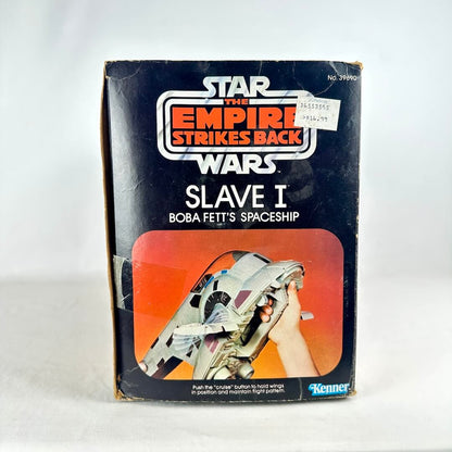 Vintage 'Star Wars' Slave I toy box with 'The Empire Strikes Back' branding on a white background.