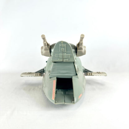 Toy spaceship model on a white background