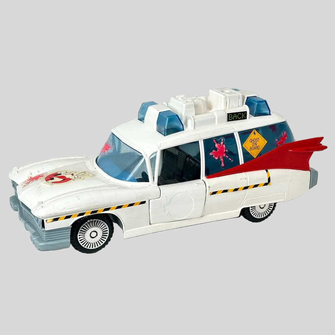 Toy vehicle with colorful design on a light gray background