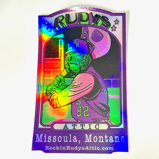 Rockin Rudy's Attic (Rainbow Holographic) - Creature Baseball Card Sticker