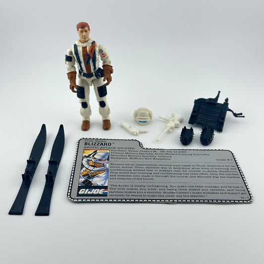 Toy figure with accessories and character card on a white background