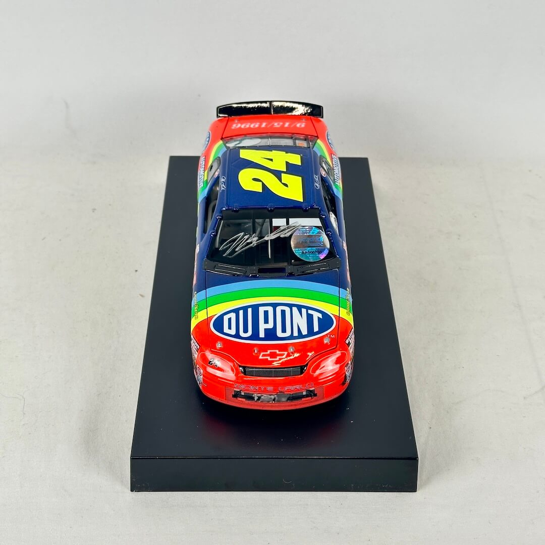 Front view of diecast car with Dupont branding. 