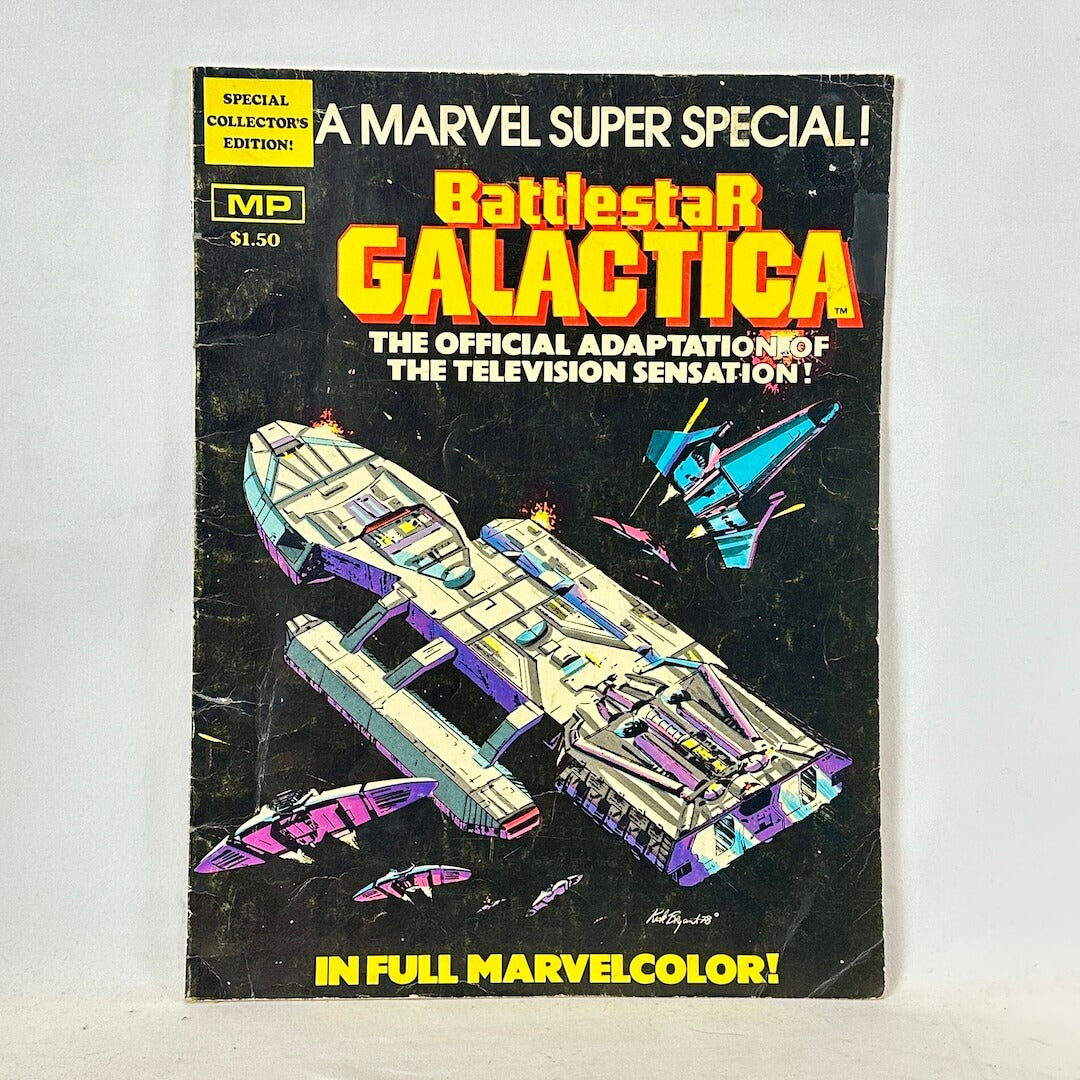 Vintage Marvel Super Special Battlestar Galactica comic book collector's edition cover, featuring illustrated spacecraft.