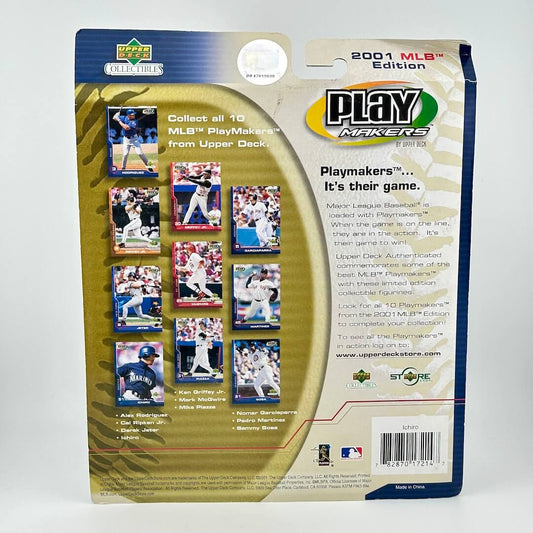 Packaged set of 2001 MLB Playmakers baseball cards with colorful player images on a white background.