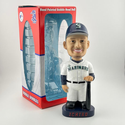 Baseball bobble head doll with packaging on a white background