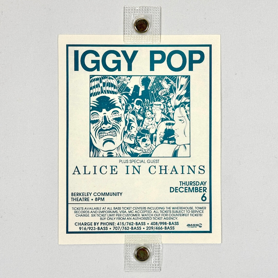 Handbill for Iggy Pop and Alice in Chains concert at Berkeley Community Theatre