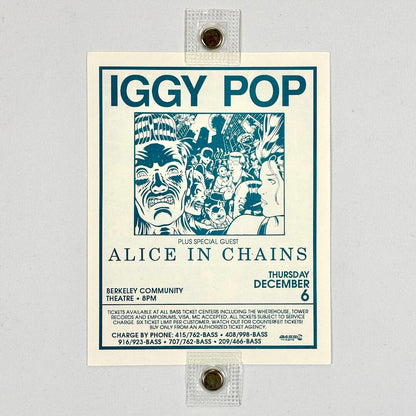 Handbill for Iggy Pop and Alice in Chains concert at Berkeley Community Theatre
