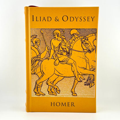 Book cover of 'Iliad & Odyssey' by Homer with illustrations of warriors on horses.