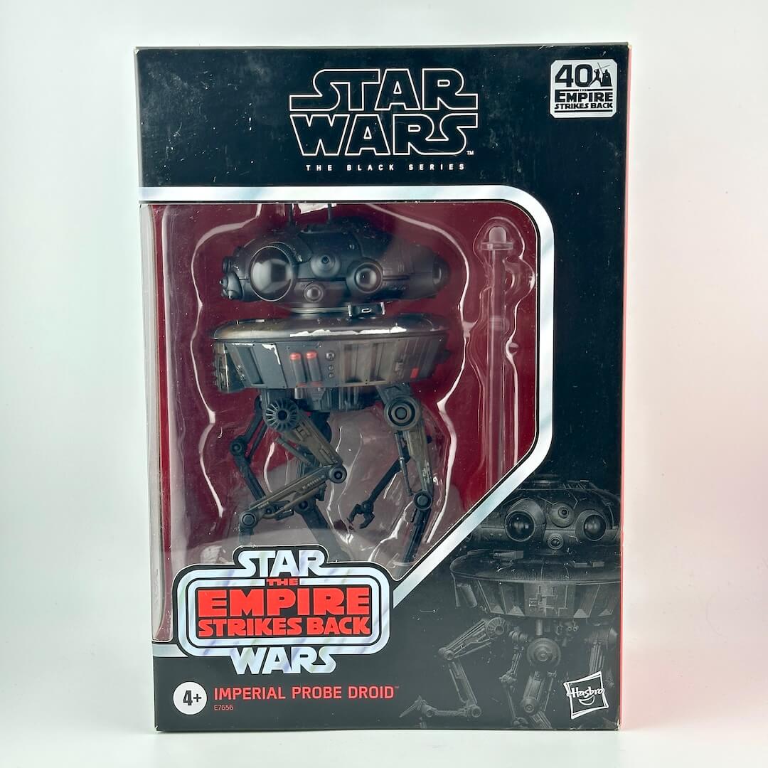 Star Wars The Black Series Imperial Probe Droid action figure in its original window box packaging.