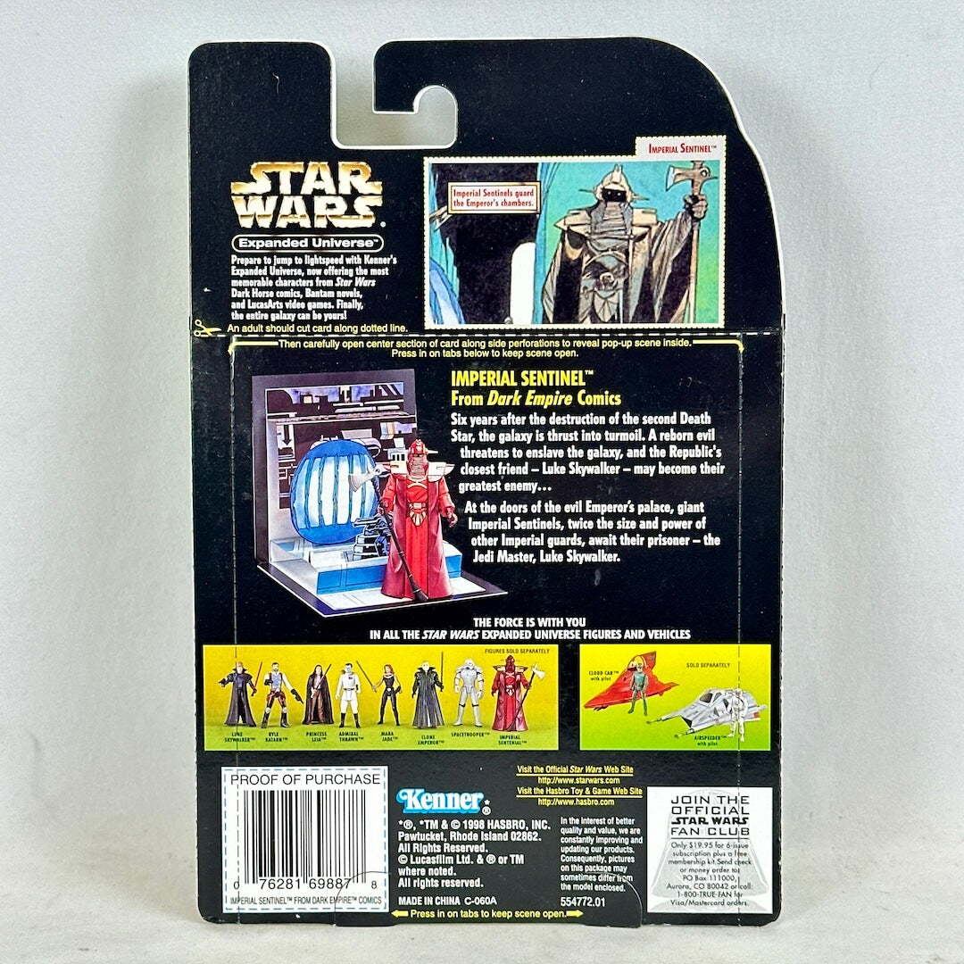 Back of a Star Wars action figure packaging with character illustrations and text.