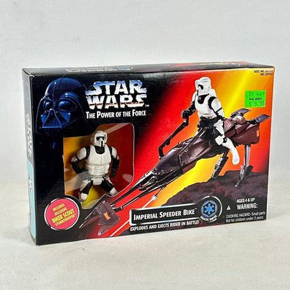 Star Wars Imperial Speeder Bike toy set packaging on a light gray background