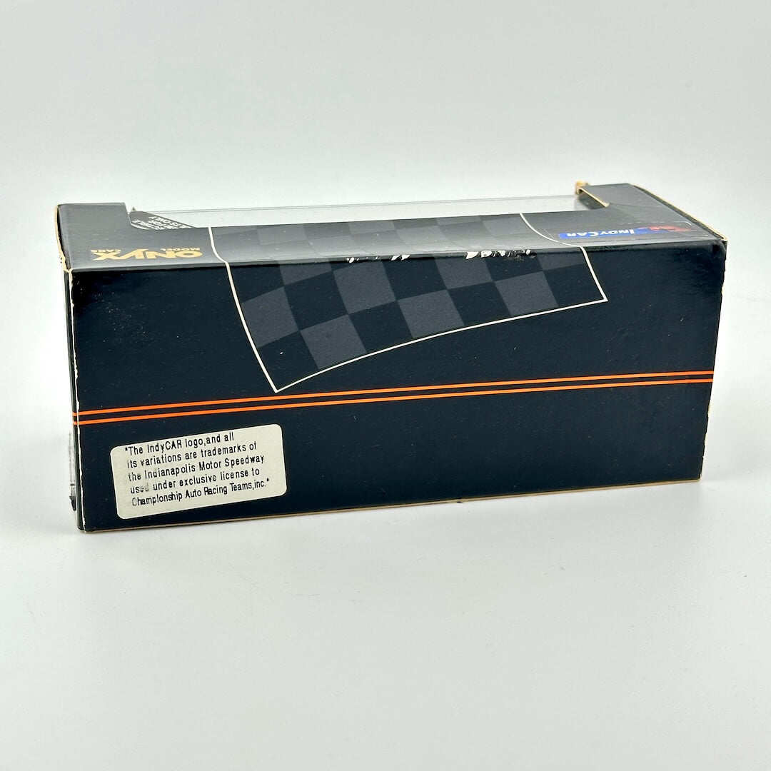 Black toy car box with checkered pattern on a white background