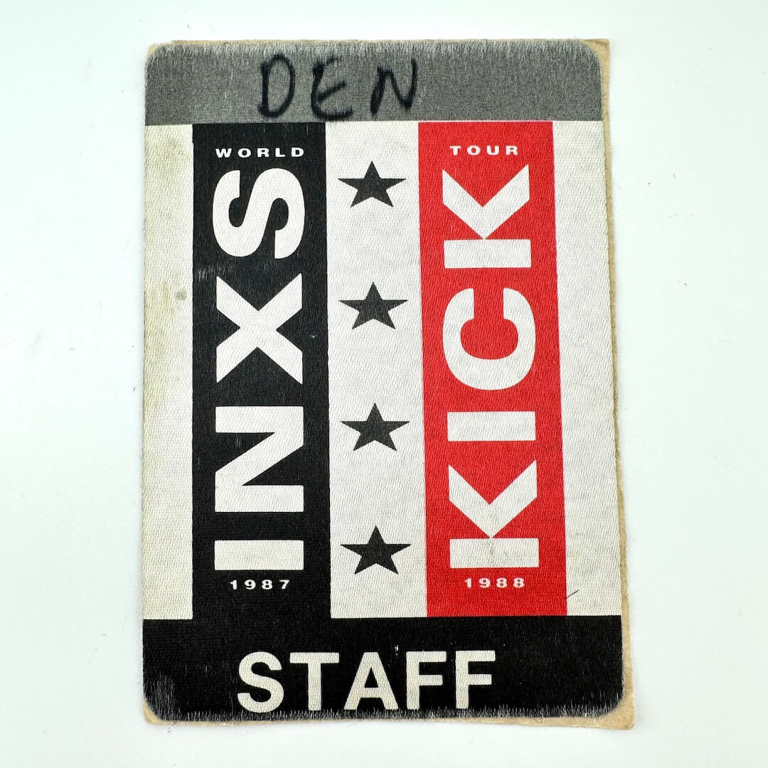 INXS World Tour 1987-1988 staff pass on a white background