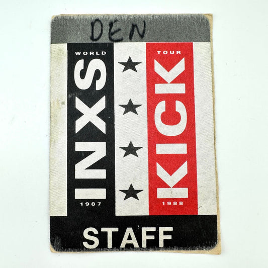 INXS World Tour 1987-1988 staff pass on a white background