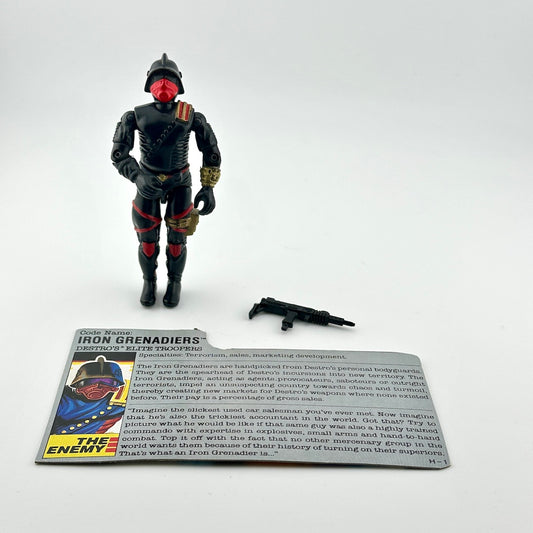 G.I. Joe action figure with character card against white background.