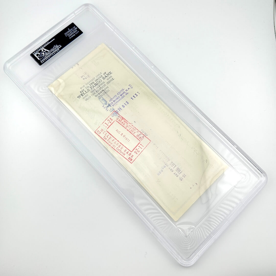 Vintage document in a clear protective case on a white background