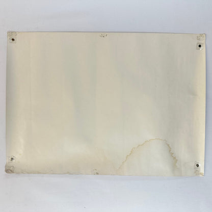 Backside of poster to show water damage and tape scars at corners.  