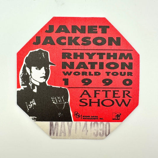 Promotional ticket for Janet Jackson's Rhythm Nation World Tour After Show on a white background