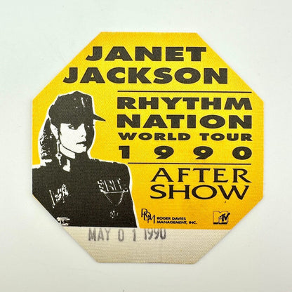 Promotional ticket for Janet Jackson's Rhythm Nation World Tour After Show on a white background
