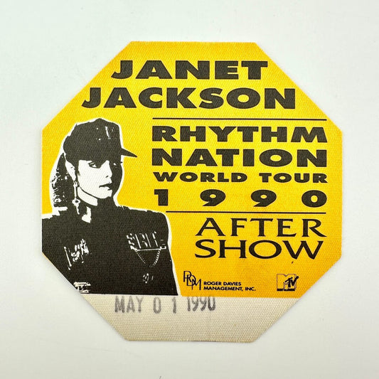 Promotional ticket for Janet Jackson's Rhythm Nation World Tour After Show on a white background