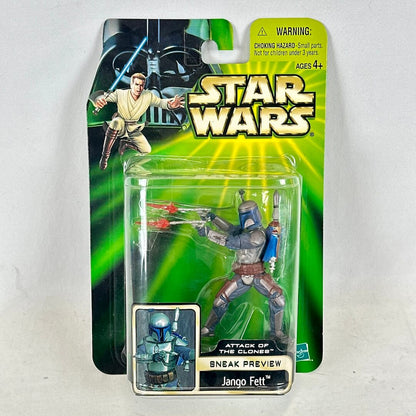 Star Wars Jango Fett action figure in packaging with green and yellow background