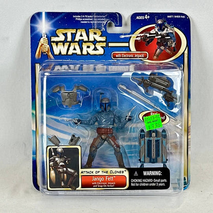 Star Wars Jango Fett action figure in packaging on a gray background
