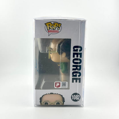 Pop! Television figurine packaging with 'George' and a visible QR code on a white background