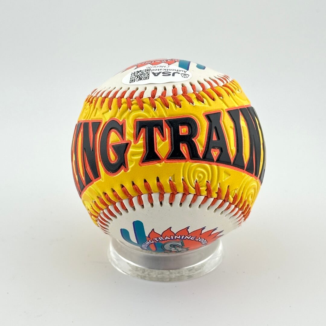 Baseball with 'Spring Training' branding on a white background