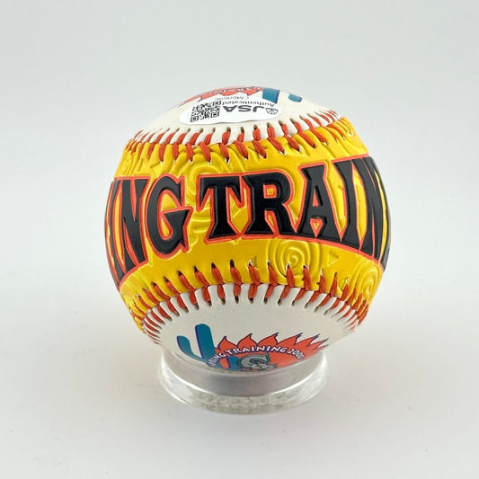 Baseball with 'Spring Training' branding on a white background