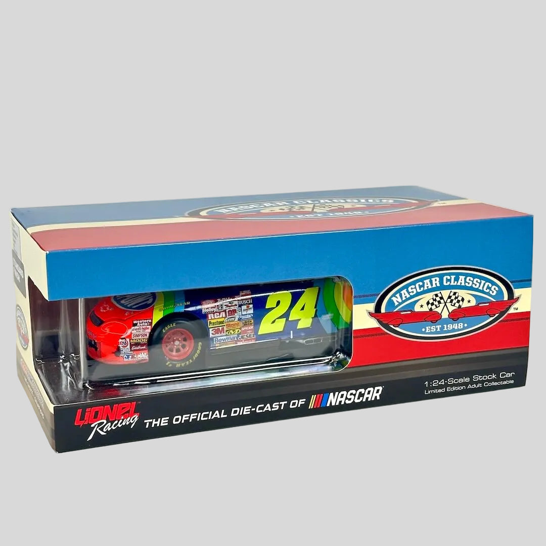 NASCAR die-cast car in packaging with visible branding