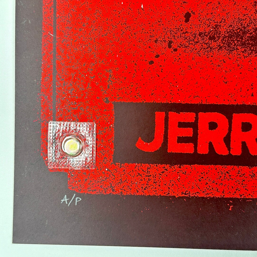 Bottom left corner showing no damage to corner or edges of poster. Artist penciled "A/P" at corner