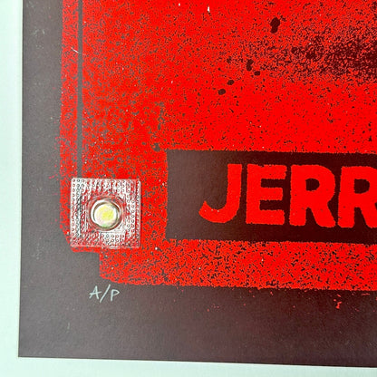 Bottom left corner showing no damage to corner or edges of poster. Artist penciled "A/P" at corner