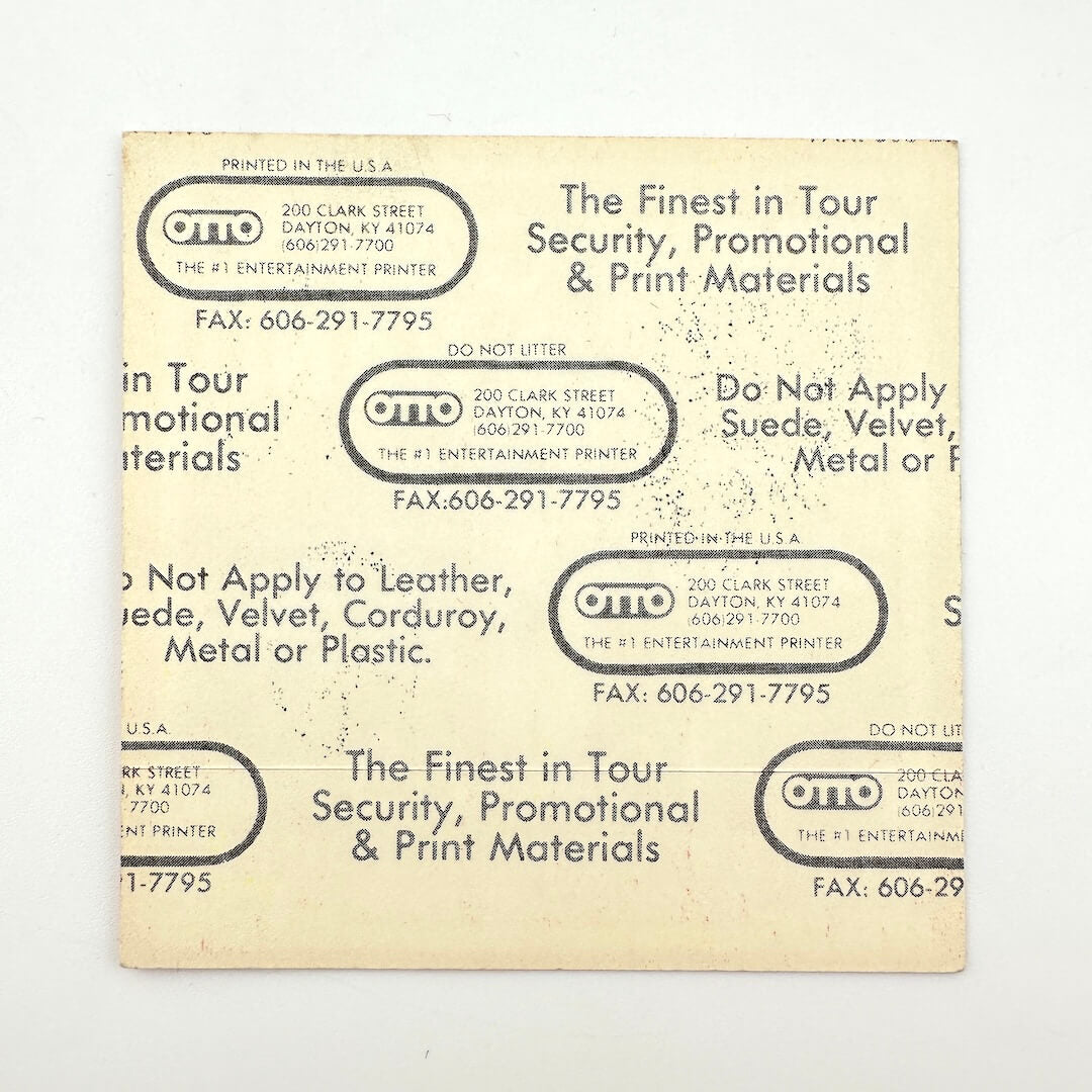 Backside of sticker to show intact backing and pristine condition. 