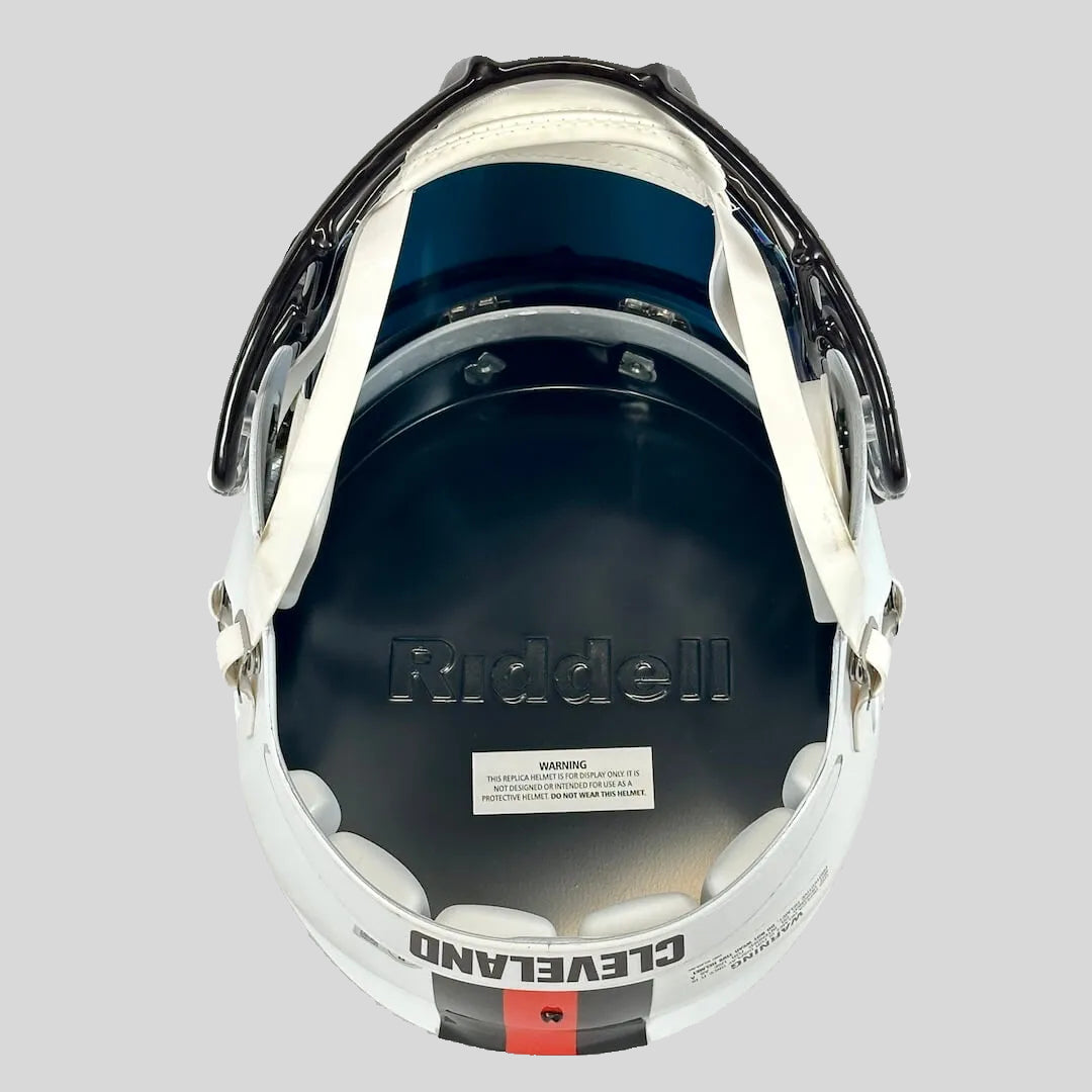 View of inside of helmet to show replica status. 