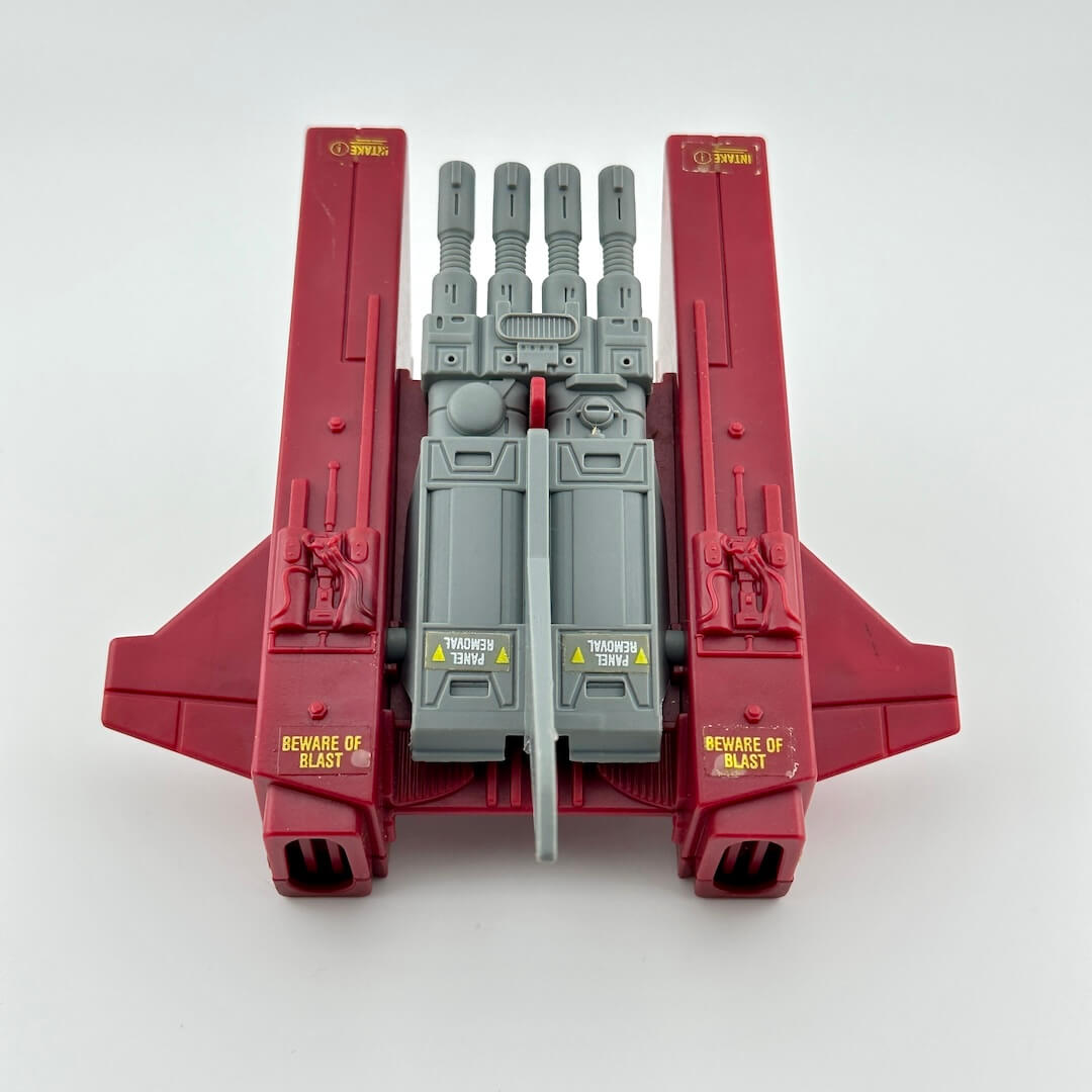 Toy model with red and gray design on a white background