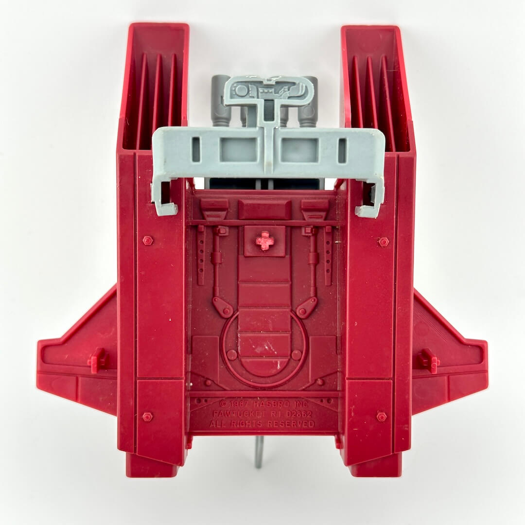 Red and gray mechanical model on a white background