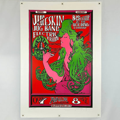 Vintage concert poster for Jim Weskin & His Jug Band Electric Train and Big Brother & the Holding Company at Avalon Ballroom, San Francisco.