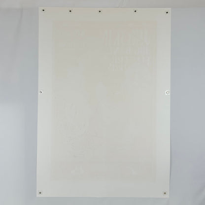 Backside of white poster to show zero damage and pristine condition against white background. 