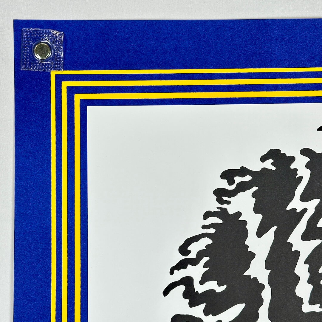 Top left corner of poster with crisp corner and clean edges, in mint condition. 