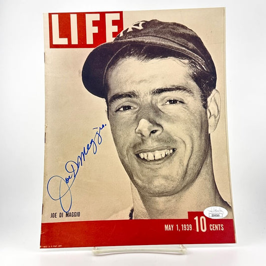 Vintage 'LIFE' magazine cover featuring a baseball player with a signature, dated May 1, 1939.