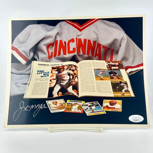 Photograph of memorabilia collage featuring signature of player, JSA authentication sticker in corner. 