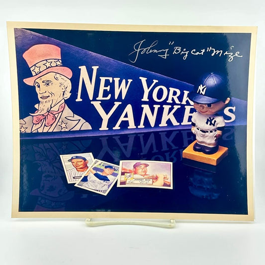 Photo of arranged baseball memorabilia featuring Big Cat Mize and his signature.