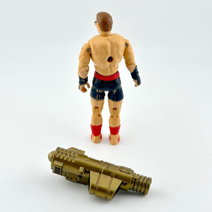 GI Joe/Mortal Kombat action figure of Johnny Cage in black shorts with sunglasses, pictured on white background.
